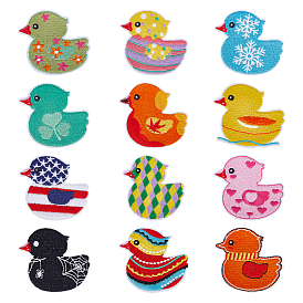 12 шт. 12 цвета утка полиэстер компьютерная вышивка ткань термоприклеиваемые/пришивные заплатки, аксессуары для костюма, аппликация