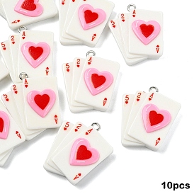 10 шт. подвески из смолы ко Дню святого Валентина, с платиновым тоном железная петля