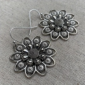 Серьги-подвески из богемского сплава, цветок