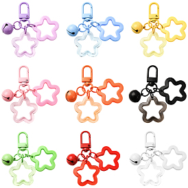9 шт. 9 цвета подвесные украшения из смолы в форме звезды, Застежки-поворотные элементы из сплава с напылением краски и подвески-колокольчики для украшения сумок.