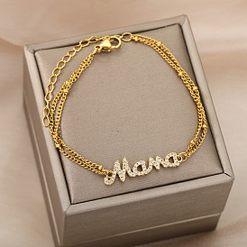 18k Gold Plated Double Layer Beaded Bracelet - Mama Bracelet for Mother's Day