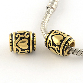 Column Enamel Style Smooth Surface 304 Stainless Steel European Bead, Large Hole Beads, 10x9mm, Hole: 5mm