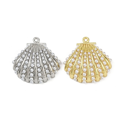 Латунные подвески, с абс пластмассовой имитационной жемчужиной, формы раковины, долговечный, без кадмия и без свинца, стойки покрытие