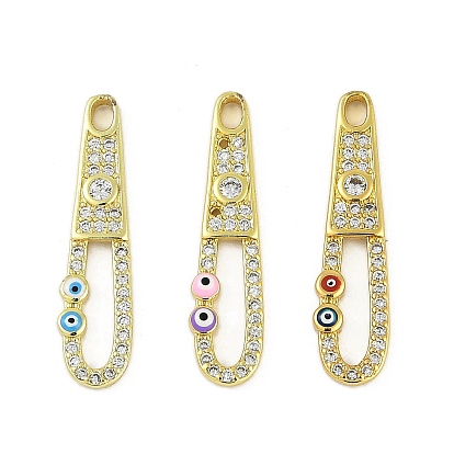 Латунные микро проложить кубического циркония подвески, без кадмия, без никеля и без свинца, с эмалью, реальный 18 k позолоченный, большая слеза с дурным глазом