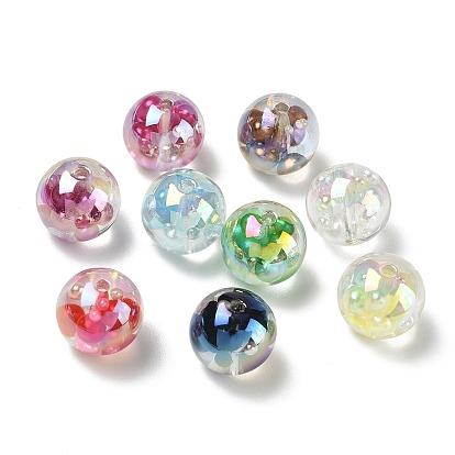 Perlas de acrílico transparentes con revestimiento uv, iridiscente, rondo, con polvo del brillo
