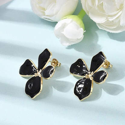 День святого Валентина 304 серьги-гвоздики из нержавеющей стали с эмалью, цветок