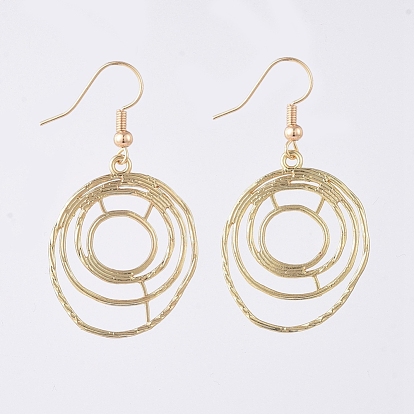Alloy Dangle Earrings, with Brass Real 18K Gold Plated Earring Hooks, Ring