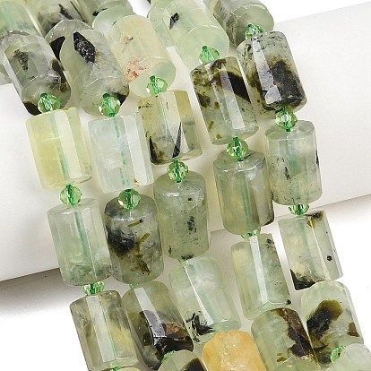 Природные пренит нитей бисера, граненые, колонка, с бисером