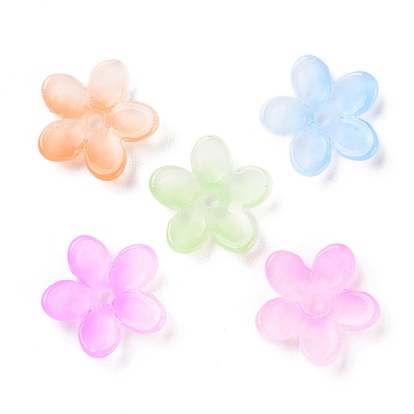 Transparent Baking Paint Glass Beads, Flower