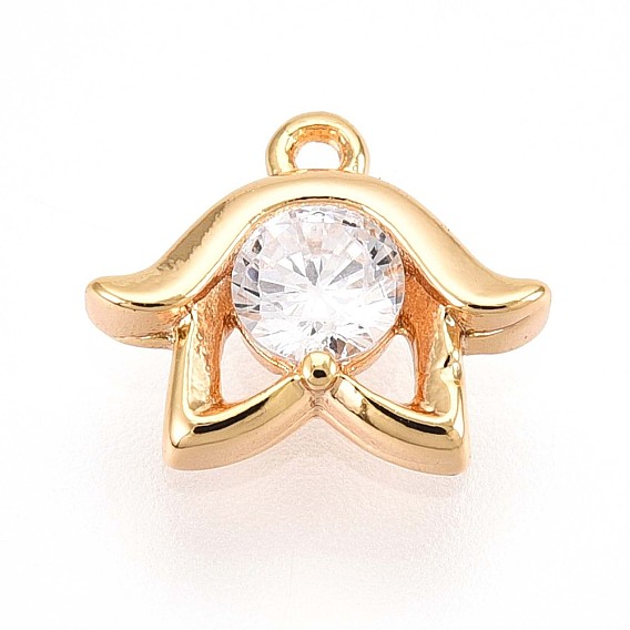 Латунные микропаве прозрачные подвески с фианитом, hamsa hand charms, без кадмия, без никеля и без свинца