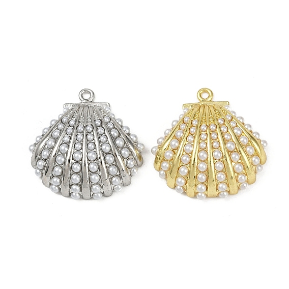 Латунные подвески, с абс пластмассовой имитационной жемчужиной, формы раковины, долговечный, без кадмия и без свинца, стойки покрытие