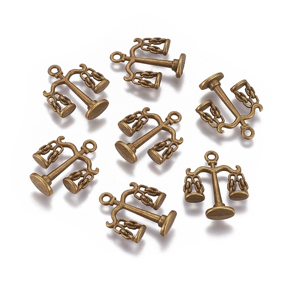 Tibetan Style Alloy Pendants, Cadmium Free & Lead Free, Balance Scale/Libra, 22x18x2mm, Hole: 2mm