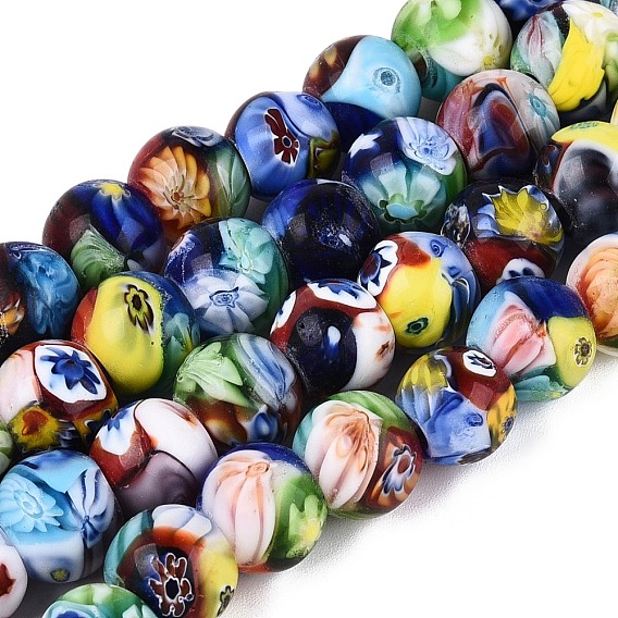 Ручной MILLEFIORI Стеклянные круглые бусины пряди