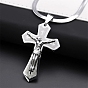 304 Stainless Steel Cross with Jesus Pendant Necklaces, Snake Chains Necklaces for Women