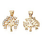 Brass Micro Pave Cubic Zirconia Pendants, Tree of Life, Clear
