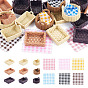 18Pcs 9 Styles Resin Miniature Rectangle Basket Ornaments, with 18Pcs 6 Colors Tartan Cloth Fabric, Micro Landscape Home Dollhouse Accessories, Pretending Prop Decorations