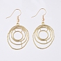 Alloy Dangle Earrings, with Brass Real 18K Gold Plated Earring Hooks, Ring