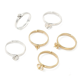 Регулируемые латунные колышки-штифты для полусверленных бусин, пустое основание кольца, стойки покрытие, долговечный, без свинца и без кадмия