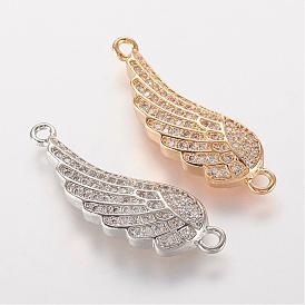 Brass Micro Pave Cubic Zirconia Links, Wing