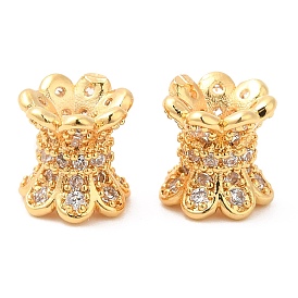 Brass Micro Pave Clear Cubic Zirconia Double Sided Bead Caps