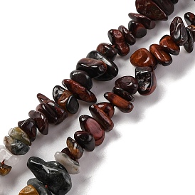 Natural Eagle Eye Stone & Tiger Eye & Dyed Red Tiger Eye Beads Strands, Chip