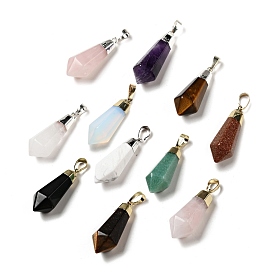 Gemstone Pointed Pendants, with Brass Findings, Bullet