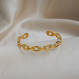 304 Браслеты-манжеты из нержавеющей стали с овальными звеньями для женщин