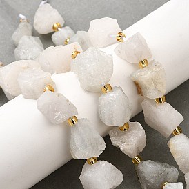 Нити бусин из необработанного натурального белого нефрита, самородки, с бисером