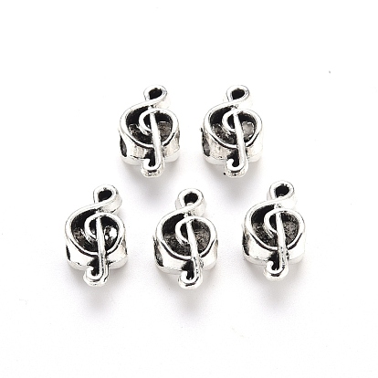 Европейские сплавочные бусины тибетского стиля , бусины с большим отверстием, без кадмия и без свинца, музыкальная нота, скрипичный ключ