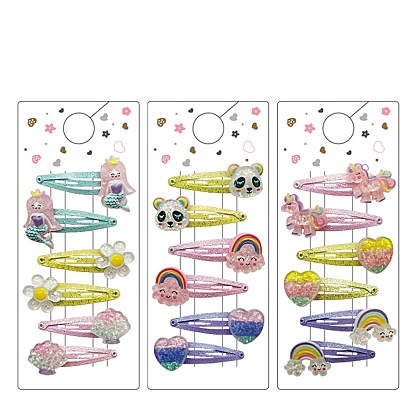 3 пары 3 стили милые детские заколки для волос, пластиковые заколки-кнопки для девочек