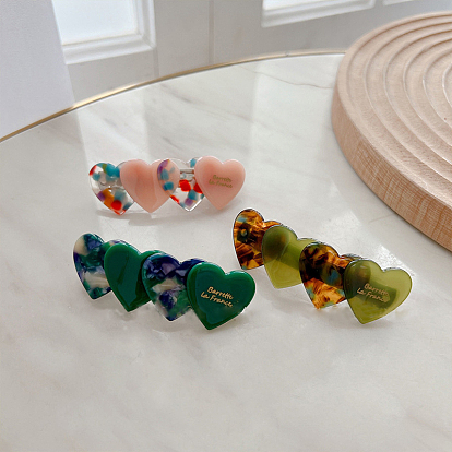 Heart Cellulose Acetate Hair Barrette, Hair Accessories for Girls Women