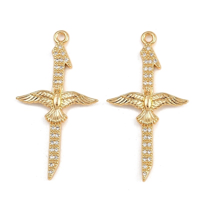 Латунные микро проложить кубического циркония подвески, амулеты с кинжалом и орлом, без никеля 