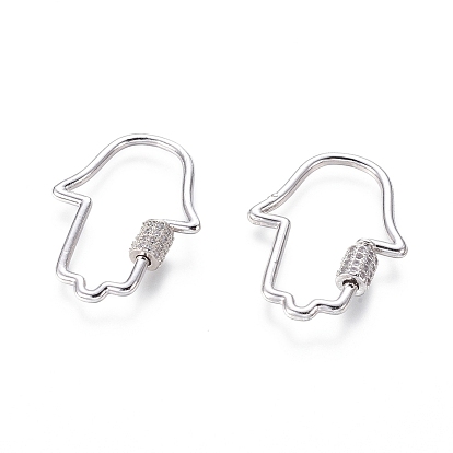 Латунные микропаве, кубический цирконий, винт, карабин, подвески с замком, для изготовления ожерелий, быстрые ссылки, hamsa рука / рука fatima / рука miriam