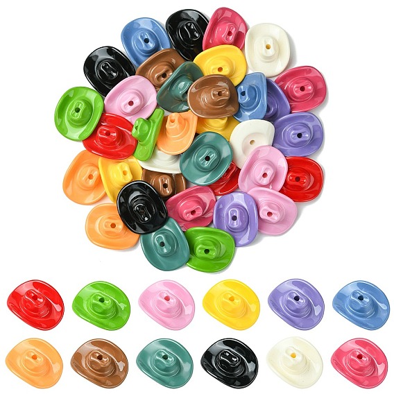 36 шт 12 цвета непрозрачные акриловые бусины, ковбойской шляпе