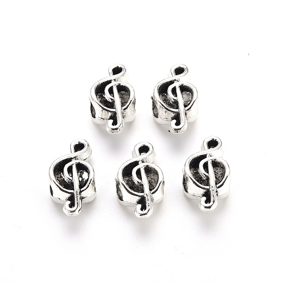 Европейские сплавочные бусины тибетского стиля , бусины с большим отверстием, без кадмия и без свинца, музыкальная нота, скрипичный ключ