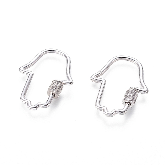 Латунные микропаве, кубический цирконий, винт, карабин, подвески с замком, для изготовления ожерелий, быстрые ссылки, hamsa рука / рука fatima / рука miriam