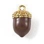 304 Stainless Steel Enamel Pendants, Pine Cone Charms, Golden