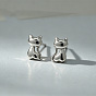 Messing Ohrstecker, Katzenform, mit 925 Sterling Silber Stift