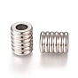 304 Stainless Steel Grooved European Beads, Large Hole Beads, Column