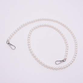 Ручки для мешков с круглыми бусинами из белого акрила, с поворотными замками из цинкового сплава и стальной проволокой, для аксессуаров для замены сумок