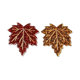 Acrylic Pendants, with Glitter Powder, Maple Leaf Charm
