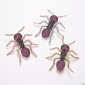 Brass Micro Pave Cubic Zirconia Pendants, Ant