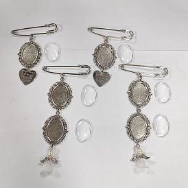 4 pcs 2 style ange et coeur dôme en verre blanc bouquet de mariage photo breloques en alliage broches de sécurité, Épingles de kilt de fée en fer pour la décoration de fête