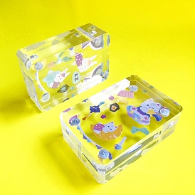 Mini Clear Acrylic Brick Blocks, Magnetic Suction, Mini Photo Frame Stand