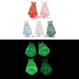 UV Plating Transparent Acrylic Pendants, Luminous, Glow in the Dark, Christmas Tree