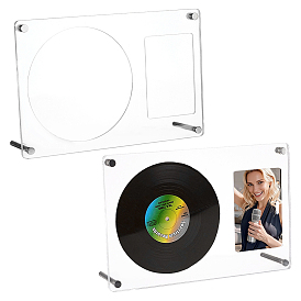 2шт. настольная акриловая подставка для хранения виниловых пластинок, Подставки для демонстрации музыкальных альбомов для любителей музыки., прямоугольные