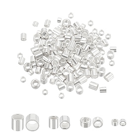 160 piezas 4 estilos 925 cuentas de tubo de plata esterlina, columna