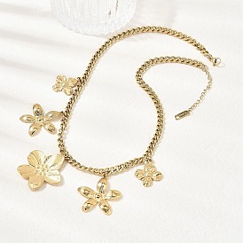 304 ожерелья-нагрудники с подвеской в виде цветка из нержавеющей стали для женщин