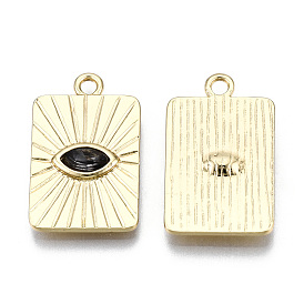 Alloy Pendants, with Glass, Cadmium Free & Lead Free, Rectangle with Eye, Light Gold