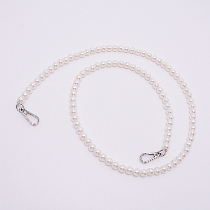 Ручки для мешков с круглыми бусинами из белого акрила, с поворотными замками из цинкового сплава и стальной проволокой, для аксессуаров для замены сумок